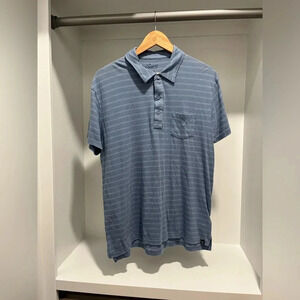 Grayers Clothiers short sleeved blue button collared polo shirt Large mens